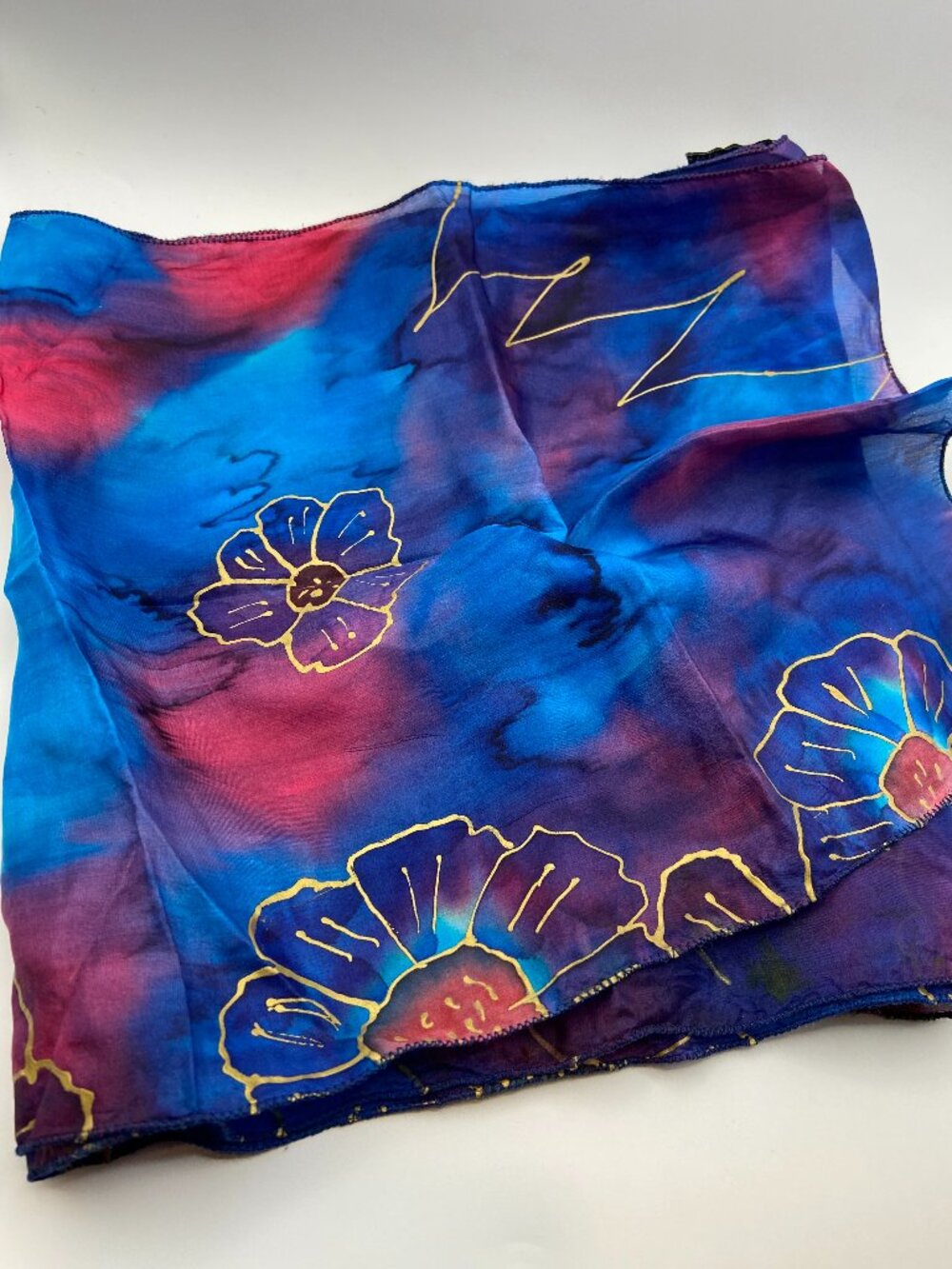 Vintage One Of A Kind 100% Silk Scarf Hand Painted Lifeline For The Old Brand